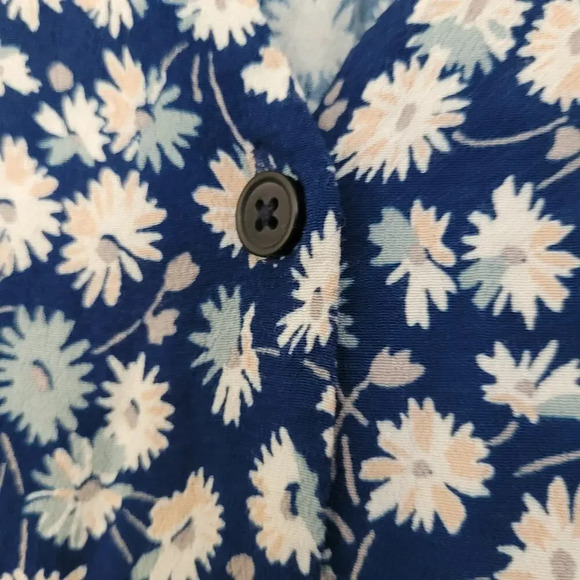 Madewell Womens Blouse Top S Blue Floral 100% Viscose Long Sleeves Button-Up - Picture 4 of 9